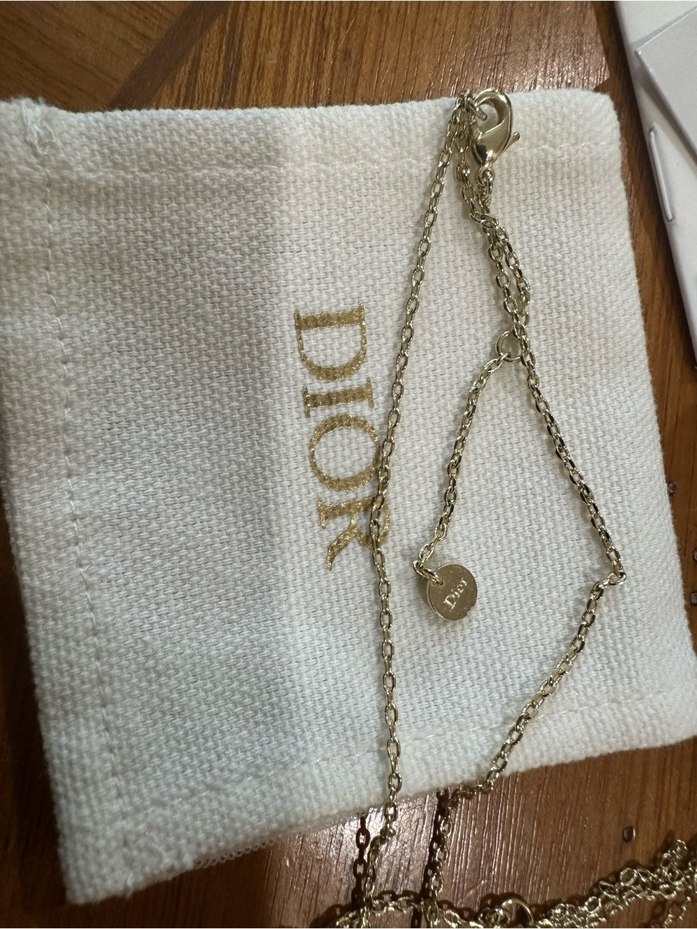 Christian Dior CD Logo Pearl Star Long Necklace White Tone Lucky Charms - Picture 4 of 6